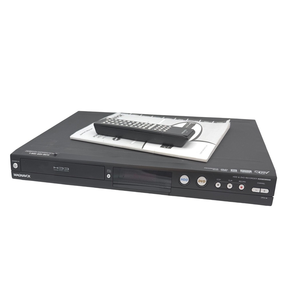 Magnavox HDD & DVD Recorder Black H2080MW8 80GB Hard Disk Drive‎ W/Remote & Book